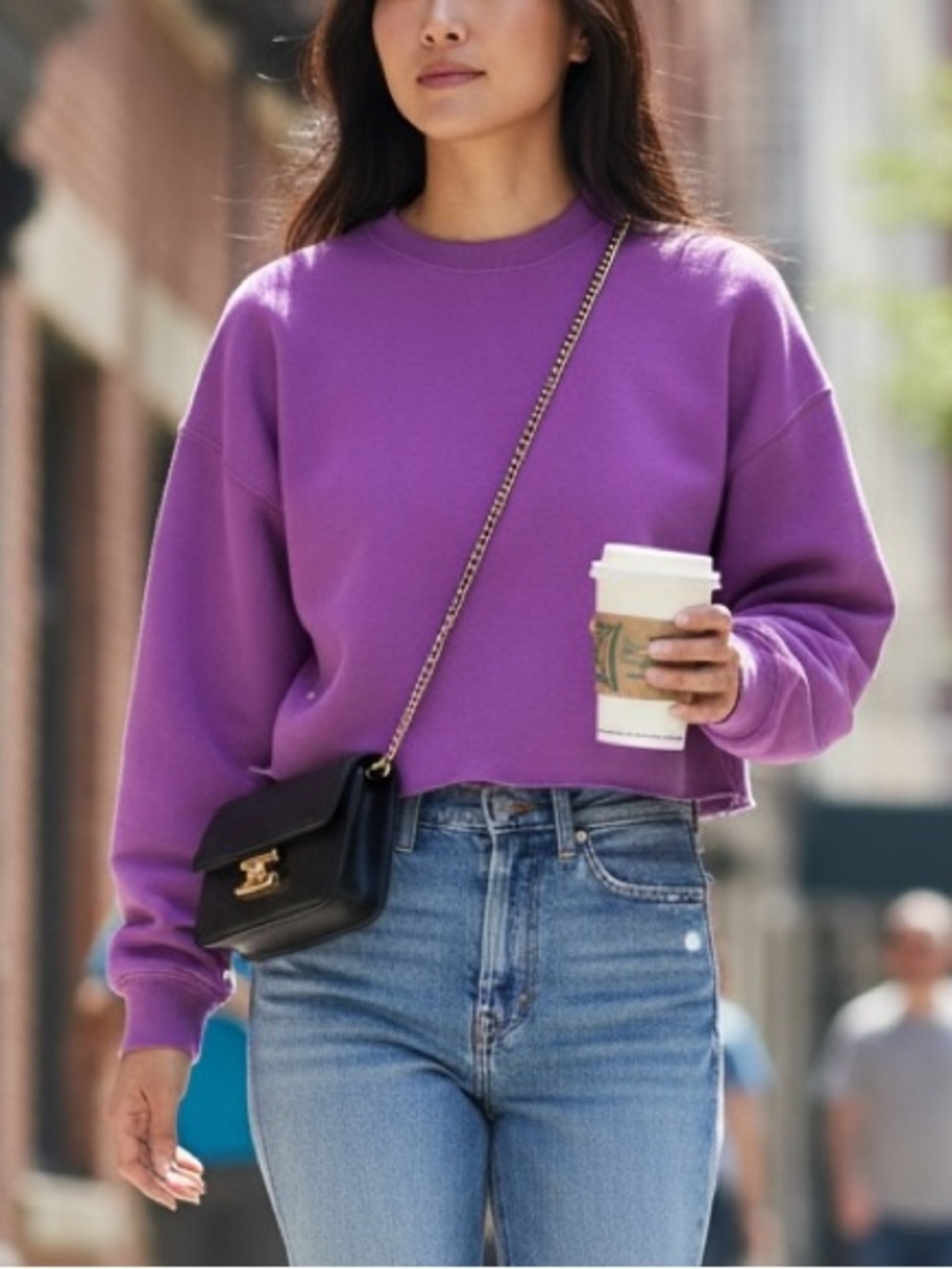 WILD FABLE Purple Cut Off Crop Sweatshirt